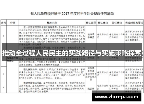 推动全过程人民民主的实践路径与实施策略探索